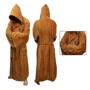 Flannel Robe Male with Hooded Thick Star Wars Dressing Gown Jedi Empire Men's Bathrobe Winter Long Robe Mens Bath Robe Pajamas Y200429