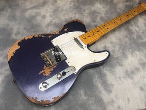 Masterbuilt Hand Work ciężkie relikty nitrocelulozowe lakier metaliczny fioletowy purpurowy niebieski gitarę gitarę olty, 3 siodłowe most, vintage tunery