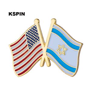 Bandeiras De Israel venda por atacado-EUA Israel Amizade Bandeira Emblema De Metal Lapela Pin Emblemas Pinos XY0375