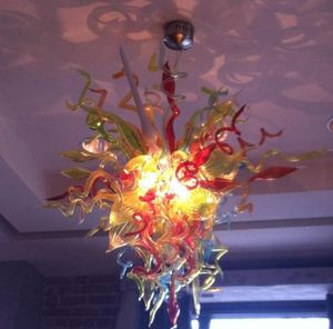 100% soprado Chandelier CE UL Borosilicate Murano vidro Dale Chihuly Arte Estilo Europeu para Villa Cristal luminária