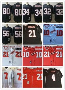 Camisa de malha vintage Deion Sanders Brett Favre Vick Bartkowski Brooking Rison Buchanan Camisas de futebol costuradas