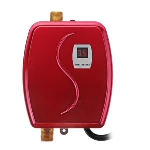 3800W 3000W Mini Tankless Instant Varmvattenberedare Kran Kök Värme Termostat - Röd 220V EU-kontakt