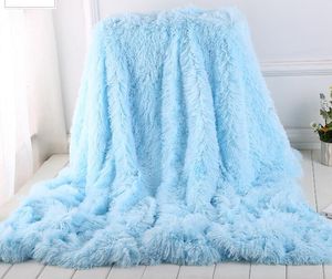 부드러운 긴 털이 흐릿한 담요 가짜 모피 따뜻한 우아한 아늑한 솜털 침대 소파 담요 멀티 컬러