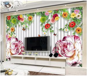 3D foto papel de parede personalizado murais de parede 3d papel de parede Modern peony jardim flor videira sala de estar quarto TV fundo decoração da parede