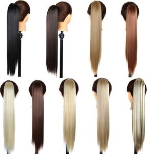 Pazur włosy syntetyczne kucyk prosto przypinane na kucyki 24 cale 150G syntetyczne kawałki włosów rozszerzenia więcej kolorów PT1122