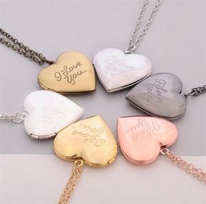 I Love You Heart Locket Necklace Chain Love Heart Secret Message living memory pendant Lockets Women Fashion Jewelry