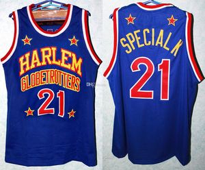 Harlem Globetrotter Kevin Special K Daley #21 Maglia da basket retrò da uomo cucita con nome e numero personalizzato
