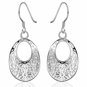 Pläterad Sterling Silver Vattendroppe Form Enkel Örhängen Dase581 Storlek 4,2x1,9cm; Kvinnors 925 silverplatta dangle ljuskrona smycken örhängen