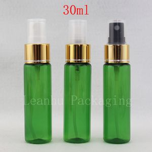 Flacone per imballaggio in plastica verde da 30 ml con pompa a spruzzo fine, contenitori cosmetici vuoti, flaconi spray per acqua per trucco mini campione da 30 CC