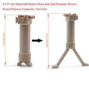 Tan Hot Color_6.5''-9'' Bipod Universal Polymer QD 20mm Picatinny/Weaver Side Rail Free Shipping