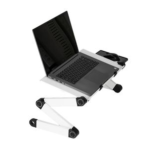 ingrosso Stand Di Base-Supporto per laptop per letto e divano scrivania accogliente portatile regolabile Tavolo per laptop Stand Up design ergonomico Alluminio adatto per lo studio della lettura