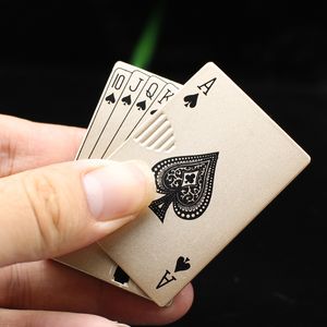 Simple Gasoline Lighter Windproof Portable Playing Cards Gas Lighter LED Banknote Petrol Gadgets for Men Creative Gifts