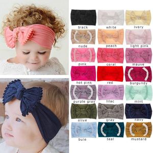 Free DHL INS 100 Colors Baby Girl Lace Nylon Headband fashion soft Candy Color Bohemia Bow Infant Hair Accessories Wholesale