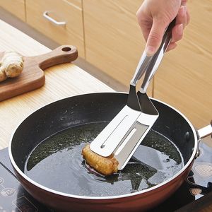 Stainless Steel Bread Tongs BBQ Clips Multi-purpose Pizza Bread Clips Fried Steak Shovel Bread Meat Clamp Kitchen Accessories BH3053 TQQ