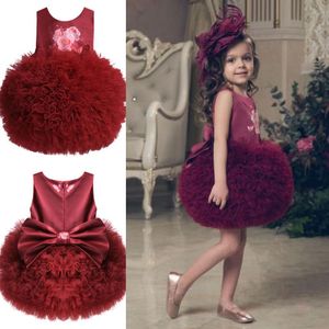 Cute Little Flower Girls Sukienki Bez Rękawów Wielopoziomowy Balowy Suknia Girls Pagewant Suknie Wspaniałe Buffy Prom Dresses