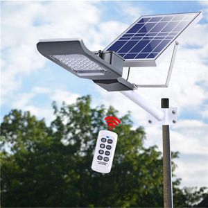 Solar-LED-Straßenlaterne, solarbetriebene Flutlichter, 30 W, 30 LEDs, Sicherheitsbeleuchtung mit Mast und Fernbedienung