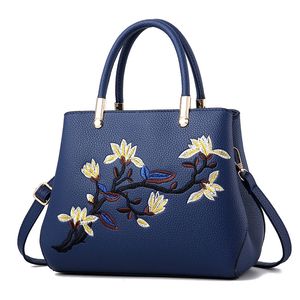 HBP Women Handbags Purses PU Leather Totes Bag Top-handle Embroidery CrossbodyBag Shoulder Bags Lady HandBag DeppBlue