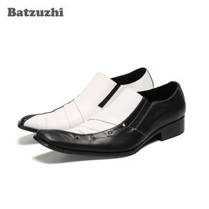 Batzuzhi Personality Scarpe in vera pelle da uomo Colore misto Nero Bianco Scarpe eleganti da lavoro e da festa Uomo Slip on Chaussures!