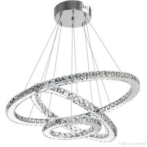 Modern K9 Crystal ljuskrona Lighting Ring Luster Pendant Belysningsarmaturer för matsal Living Room Foyer Trappor