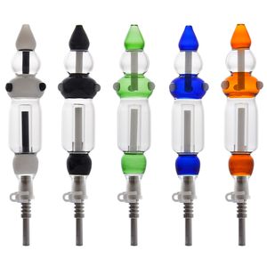 Kit raccoglitore di nettare in vetro con punta in titanio da 10 mm 14 mm Tubo di vetro Bong d'acqua Accessorio per fumo di paglia dab rig