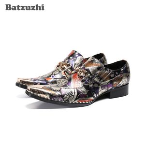 Batzuzhi 패션 옥스포드 신발 남성용 발가락 남성 정품 가죽 드레스 신발 컬러 파티 및 결혼식 Zapatos de Hombre