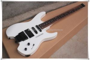 White Body Headless 24 Frets Electric Guitar with Black Hardware,Rosewood Fingerboard,SSH Pickups,can be customized