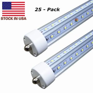 T8 8ft LED Tubes Light Single Pin FA8 8ft LED Bulbs 45W 72W V Shaped LED Light Tubes AC 85-265V Stock In USA Warehouse Workshop Garage Shop