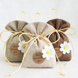 Bästa önskar dig Bomull Lann Lavendel Sachet Bag Små Tea Pouch Bedroom Deodorant Package Bridal Shower Favor Gift Bag