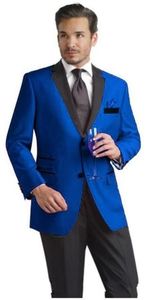 Smoking da uomo blu royal da sposa con risvolto smoking da sposo moda uomo blazer vestito da 2 pezzi giacca da ballo/cena (giacca + pantaloni + cravatta) 2625