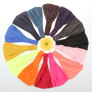 Solide elastische, breite Stretch-Haarbänder für Damen, Strand-Sport-Stirnbänder für Yoga, Biker, Damen, Mädchen, Stirnband, 14 Farben, Baumwolle, Turban, Bandana, M1615