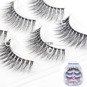 3D False Eyelashes Makeup Extension Clear Band 3Pair/Set Natural Black Eye Lashes