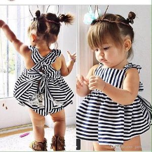 Wholesale baby girl style clothes for sale - Group buy New style Striped Vest Dress Sets Lace Pattern Bowknot Top Pants Baby Girls Clothes Children s Costume Princess Dresses Free Ship TO423