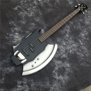 4-strunowy czarny korpus 21 progów elektryczna gitara basowa, chromowane akcesoria, podstrunnica z drzewa różanego, customiedz