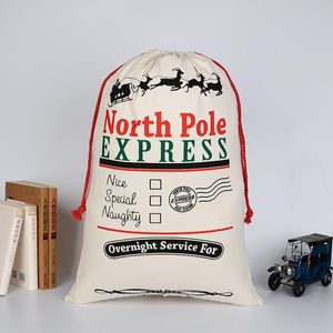 hot 40 styles Christmas Canvas drawstring 50*70 Bag Reindeers Santa Sack Bags Present Xmas Decorations