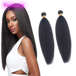 Fasci di estensioni dei capelli umani vergini peruviani Tessuto per capelli non trattato 2 fasci Kinky Straight Afro Yaki