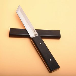 Sonderangebot Katana-Messer D2-Stahl Tanto-Satinklinge Ebenholzgriff Feste Klinge mit Holzscheide Kollektionsmesser