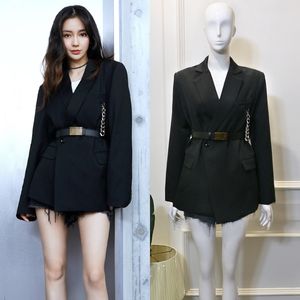 2020春の潮のパートナーAngelababy Yang Ying同じ段落黒いスーツのジャケット女性の緩いカジュアルチェーン