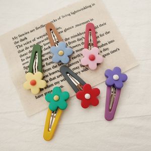 Girls Rainbow Flower BB Hair Clips Resin Hairpin Kids Women Multicolor Word Folder Headwear Children Accessories