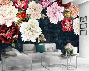 3D rum tapet anpassad vintage handmålad delikat pion blomma vardagsrum sovrum siden väggmålning tapet