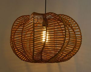 50cm Handmade Hemp Rope Pumpkin Shade Pendant Light Cord Fixture Vintage Industrial Retro Art Deco American Style Pedant Lamp MYY