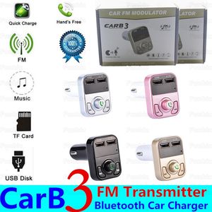 B3 FM Bluetooth Handsfree Car Audio Receiver Transmitter Aux Modulator Car Kit MP3 Player Wireless with Mic Dual USB Car Charger