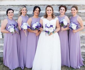 Pretty Şifon Gelinlik Modelleri 2019 Lavanta Yaz Ülke Bahçe Örgün Düğün Parti Misafir Hizmetçi Onur Törenlerinde Artı Boyutu Custom Made