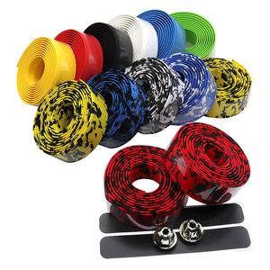 Road Bike Bicycle Handlebar Tape Camouflagebelt Cycling Handle Belt Cork Wrap with Bar Plugs non slip absorb sweat HC0105