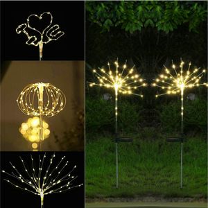 Solar Lamp Outdoor Decorative Firework Lights Copper Wire 90 120 150 LEDs Starry String Lighting for Xmas Wedding Party Festival Pathway