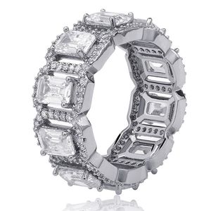 Hiphop Gold Rings Cubic Zirconia Mens Iced Out Hip Hop Ring Märke Designer Smycken 18K guldpläterad