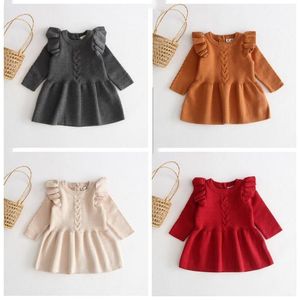 Girls Dresses Toddler Knit Sweater Dress Baby Cotton Princess Dresses Infant Knitted Tops Shirt Christmas Newborn Boutique Clothing CZYQ6110