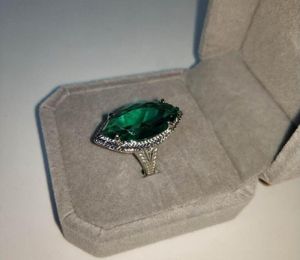 Anello di zircone occhio di cavallo color smeraldo dorato semplice moda all'ingrosso che sposa gioielli creativi