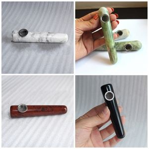 Natural Quartz Crystal Smoking Pipes Healing Crystals Stones Massage Stick Handpipe With Metal Bowl Filter Cigarette Pipe 10styles 30ry E1