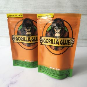 GORILLA GLUE BAG California 3.5g Mylar Bags Smell Proof Bagg GORILLAGLUE Zipper package For Dry Herb Flower Packaging
