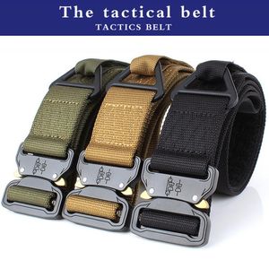 Adjustable Men Tactical Belt Heavy Duty Waist Belt Nylon Army Tactical Belts with Metal Buckle Hunting Accessories